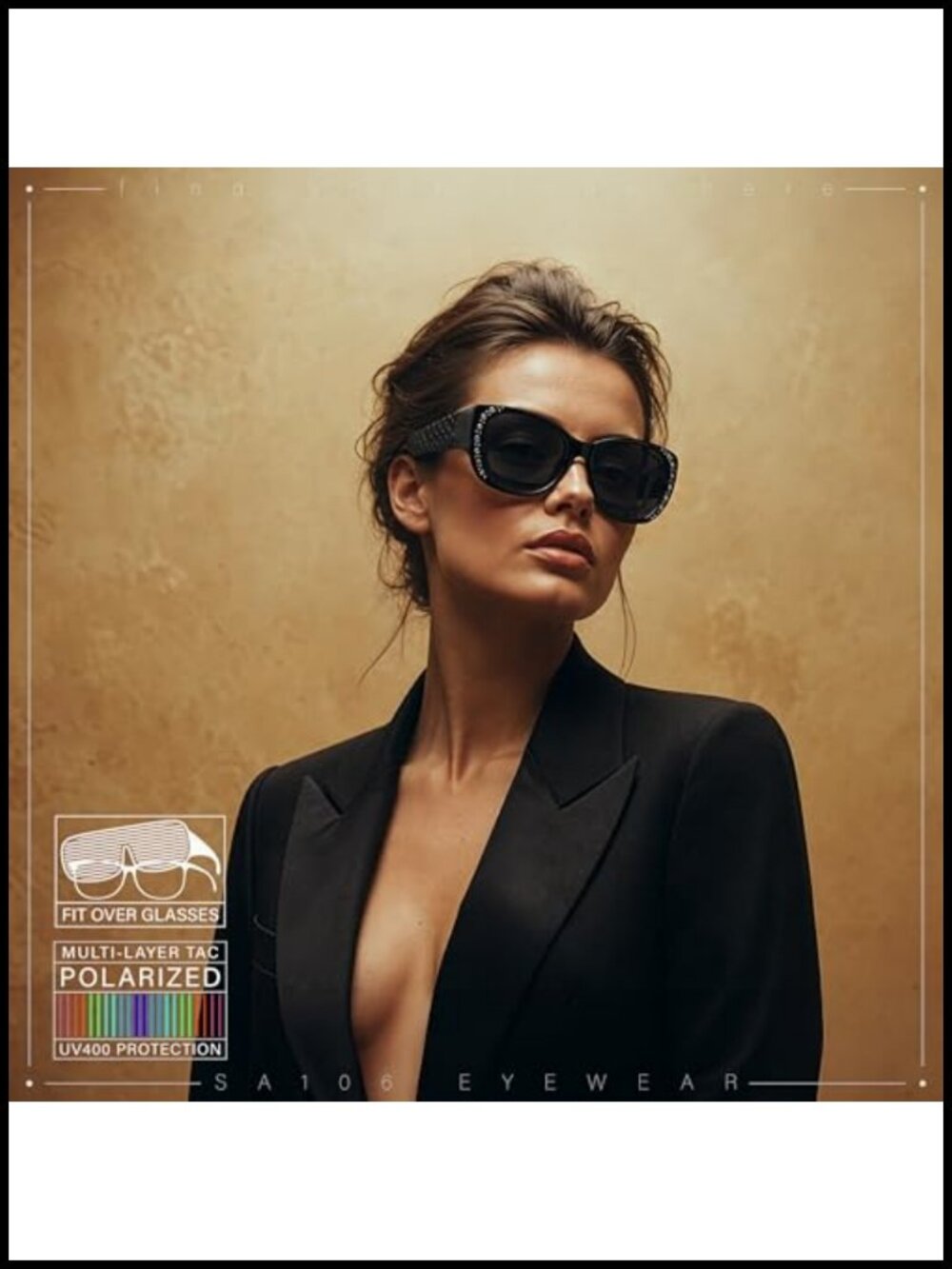 Fit Over Otg Polarized Rhinestone Butterfly Sunglasses View 3